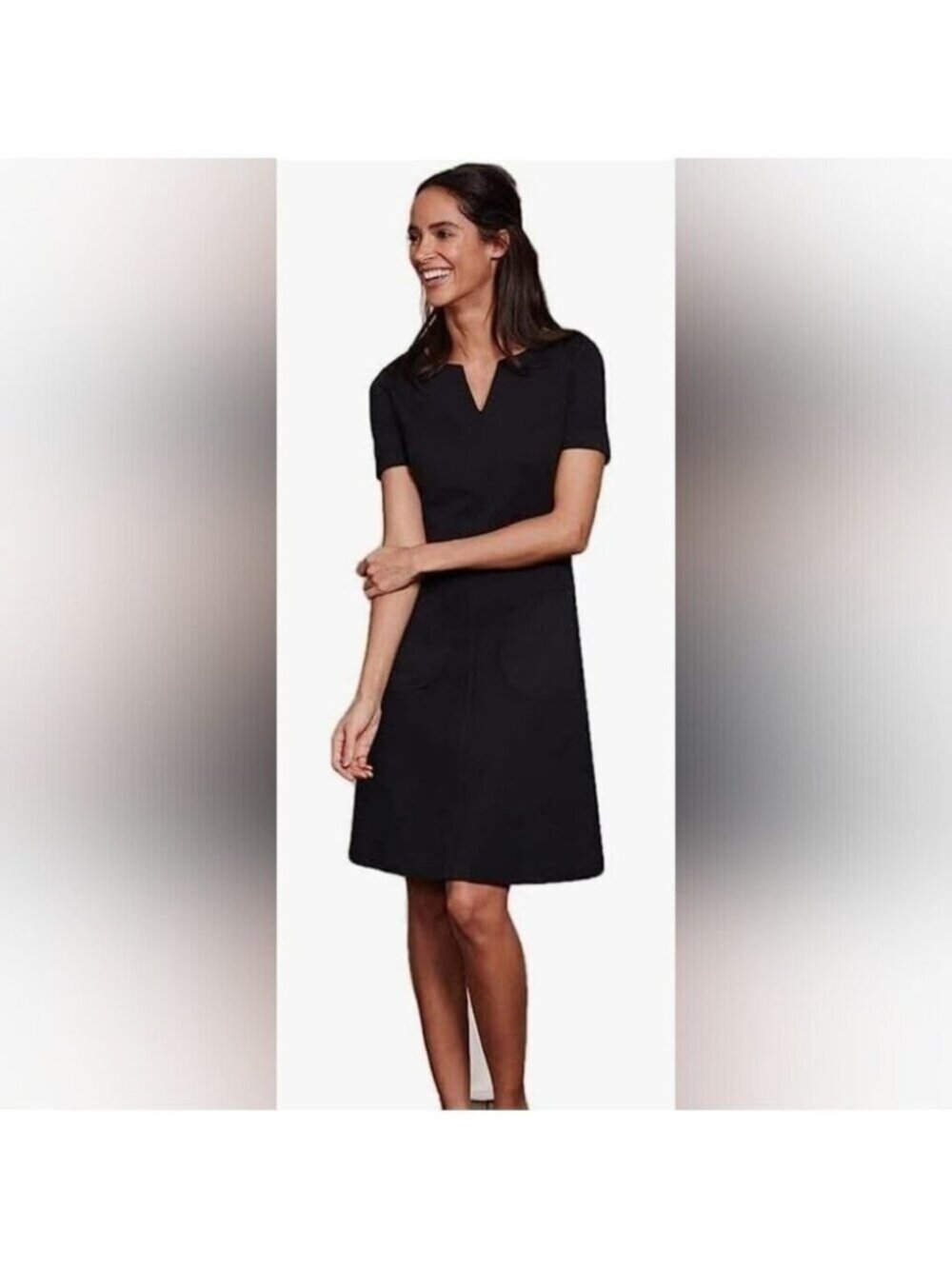 Boden Black Ponte Carolyn Pocket Front Dress